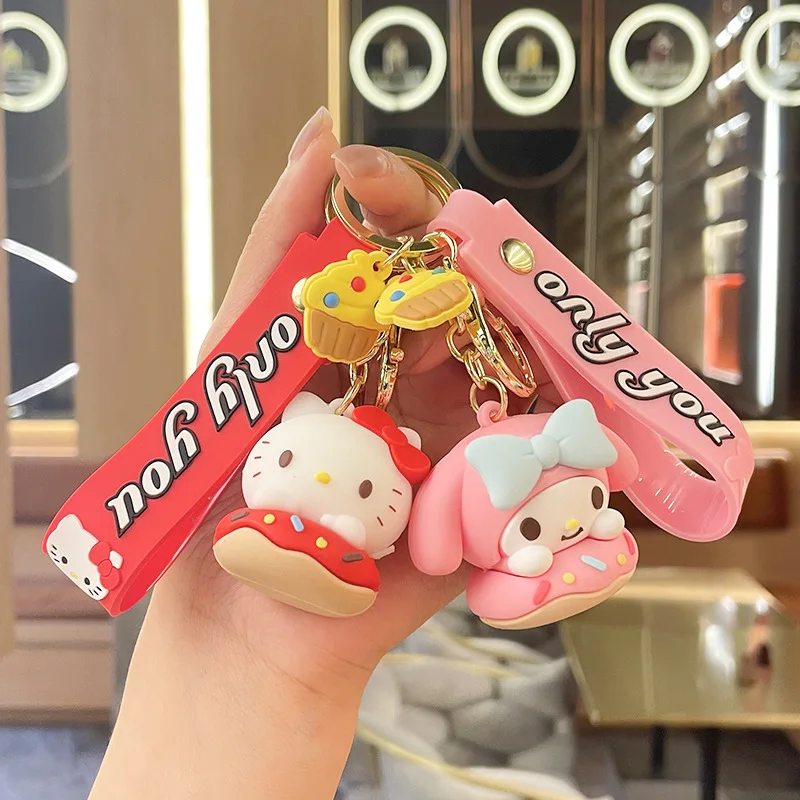 10pcs Sanrio Kuromi Cinnamoroll Anime Figure Key Chain Pendant Glue Dropping Cartoon Doll Exquisite Gift Kawaii Girl Bag Pendant