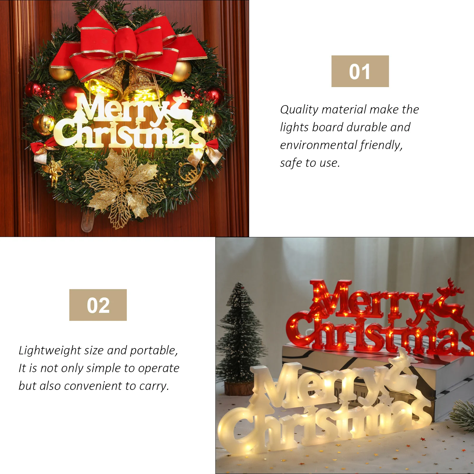 

Portable Christmas Decoration Light Board with Letter Design for Christmas Garland Decorative Light Indoor Outdoor Events