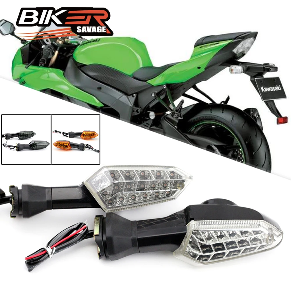 Motorcycle Rear LED Turn Signal Light For KAWASAKI NINJA ZX6R 1000 650 400 300 250 ER-6N ER-6F Indicator Lamps Blinker Parts