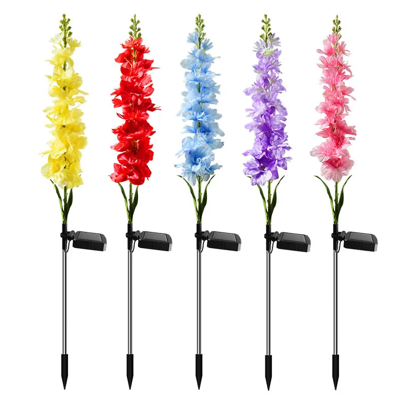 Zonne-Energie Tuinverlichting 4 Pack Solar Delphinium Bloemen Verlichting Waterdichte Kleur Verlichting Geüpgraded Zonnepaneel 2 Lichtmodi Solar Led