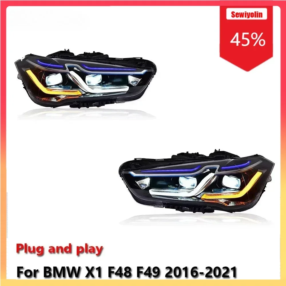 

Автомобильные светодиодные фары, аксессуары для авто для BMW X1 F48 F49 2016-2021, автомобильные противотуманные фары DRL, стоп-сигнал, указатель поворота, заглушка и пла