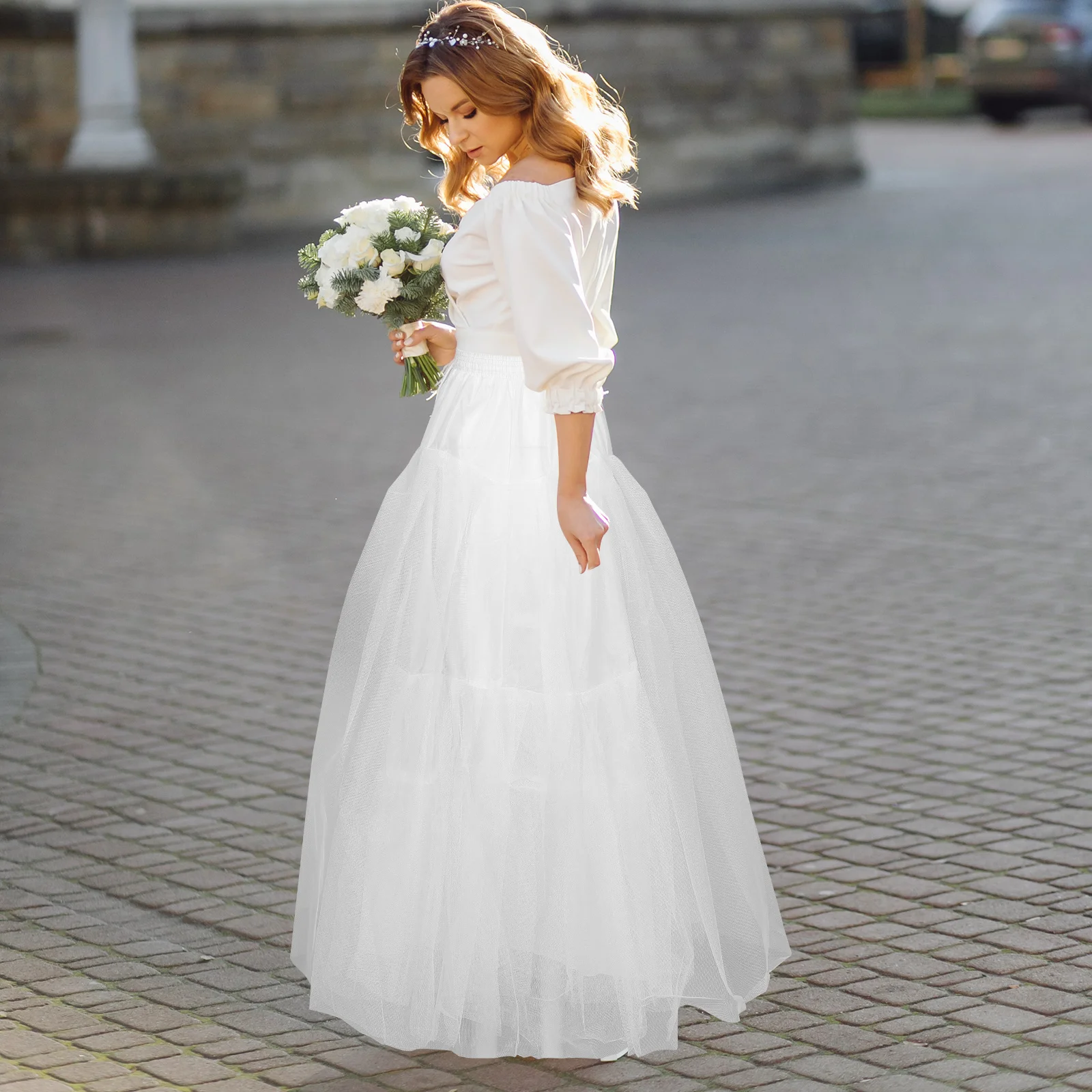 

Hoopless Petticoat for Women Layered Tulle Floor Length Wedding Dress Underskirt Bridal Petticoat Supportive Structure
