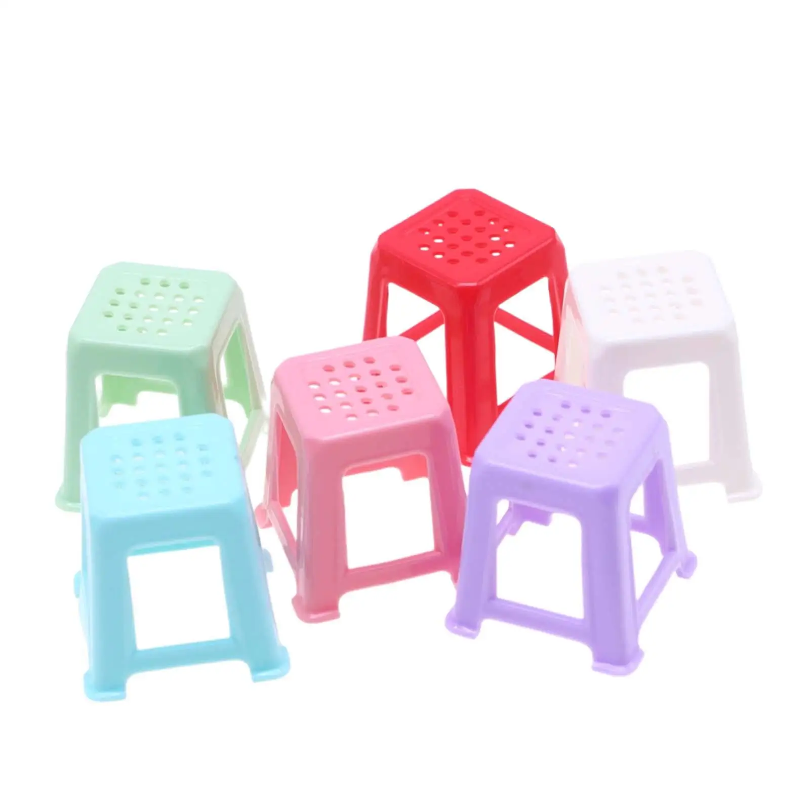 6 Pieces 1/12 Dollhouse Chair Pretend Play Gifts DIY Craft Decor Simulation Small Stool Mini Furniture Chair for Kids Dollhouse