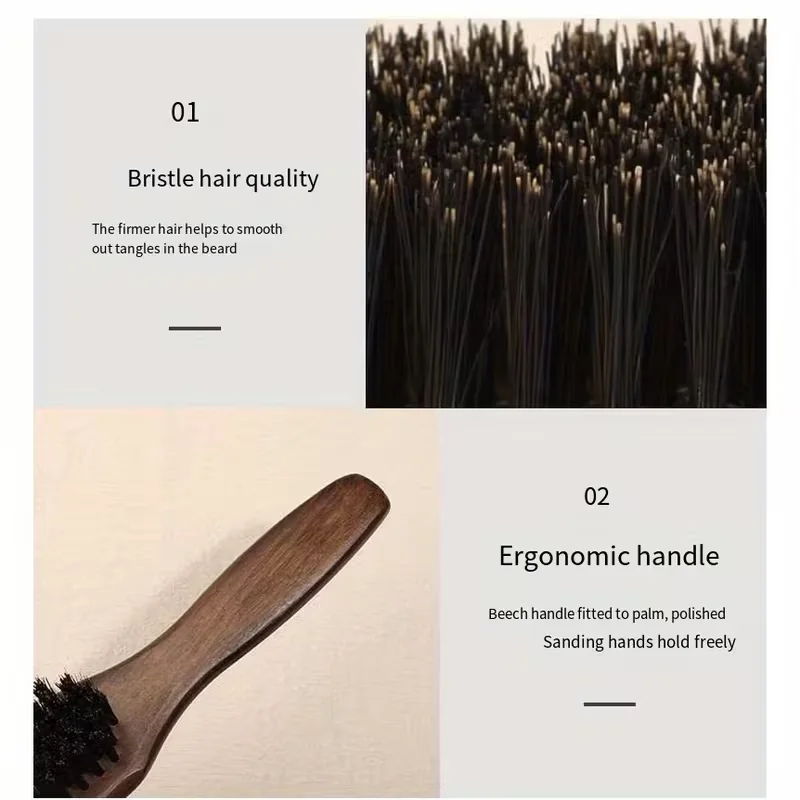 Boar Bristle Hair Brush (Unisex) - Fragrance-Free Professional Barber Styling Bristle Brush, Suitable for Thick/Fine Hair view 4
