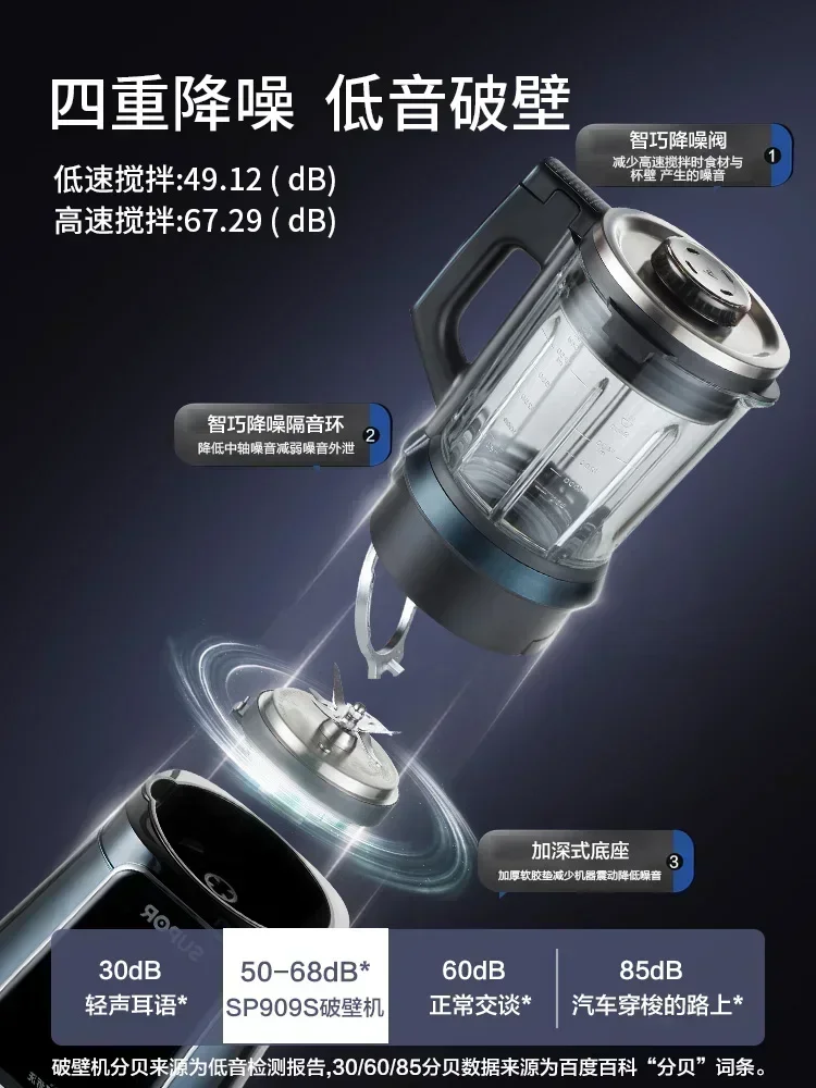 220V Detachable Low Noise High Speed Blender for Multi-Functional Automatic Heating Baby Food Processing and Soymilk Making A