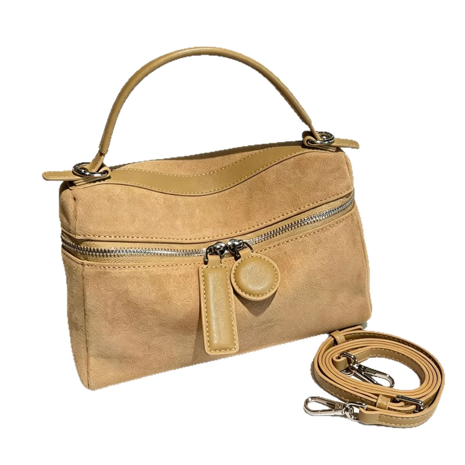 Suede Cow Leather Cross-body Bag Small Women Genuine Leather Shoulder Bag Top-handle Satchel Purse