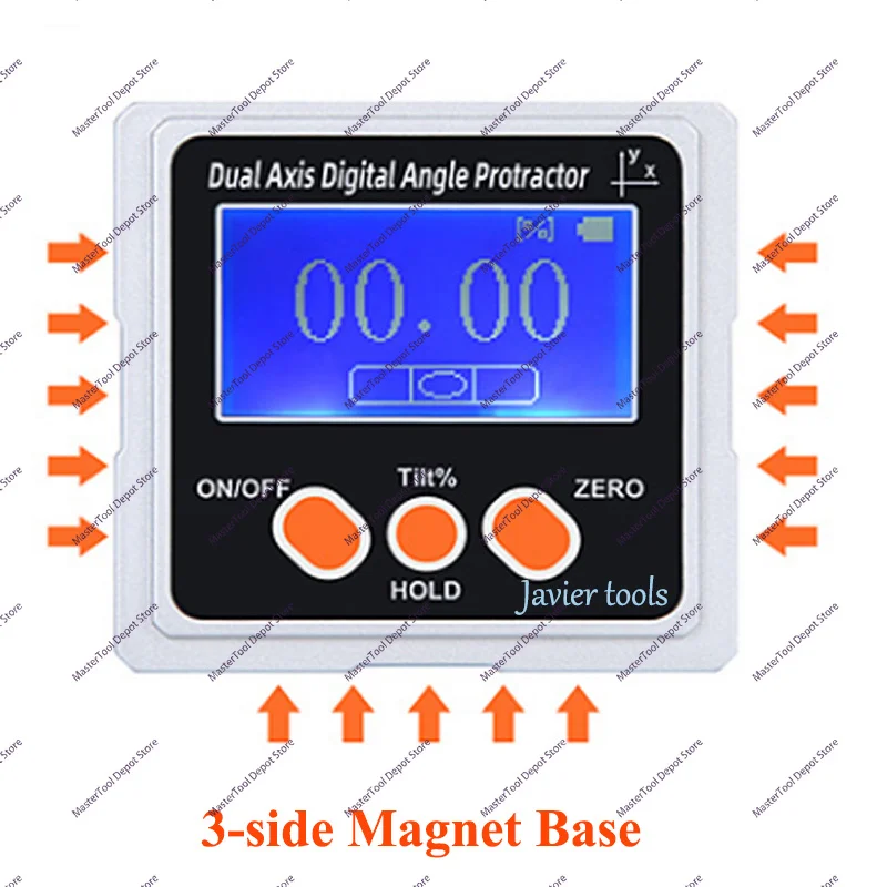 Single/three-sided Backlit Digital Tilt Sensor Protractor Metal Dual-axis Digital Angle Measurement Tilt Angle Box