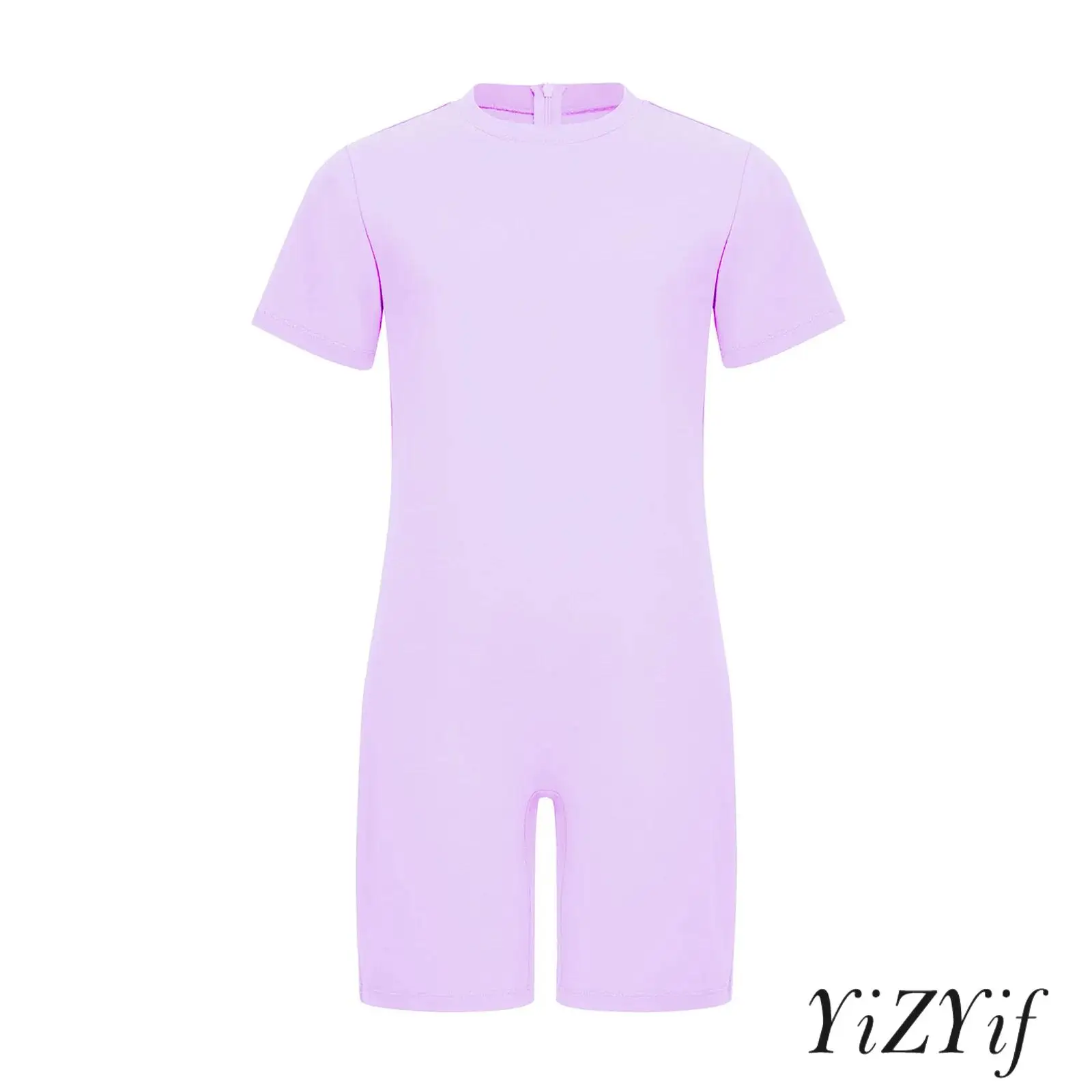 

Kids Girls Boys Special Needs Adaptive Clothing Short Sleeve Back Invisible Zipper Gymnastics Dance Jumpsuit Lyrical Dancewear