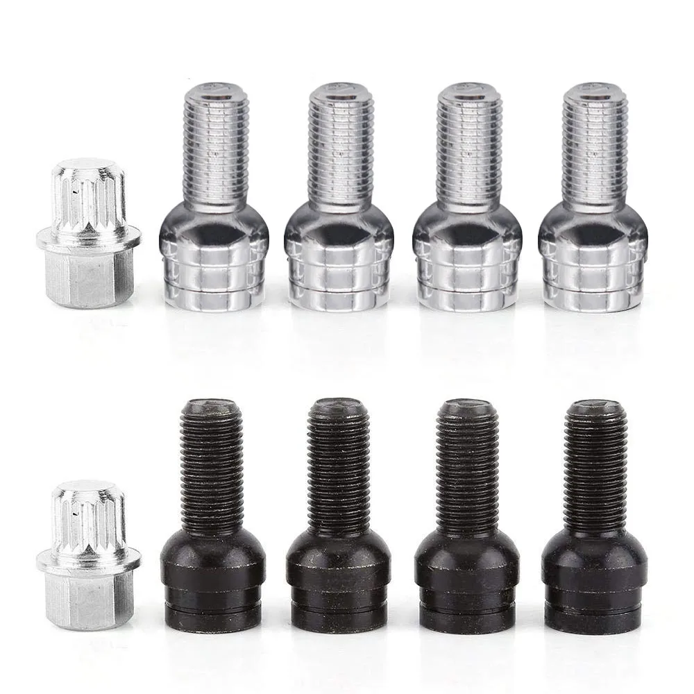 4pcs Wheel Bolts M14*1.5 Anti-theft Wheel Screw Bolt Lock Nut Key Adapter For VW Golf Jetta Passat Audi A4 A6 A8 TT Auto Parts