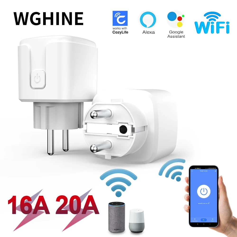 

WGHINE Cozylife WiFi Smart Socket EU/FR Plug 16A 20A APP Remote Bidirectional Control and Alexa Google Home Control Timer