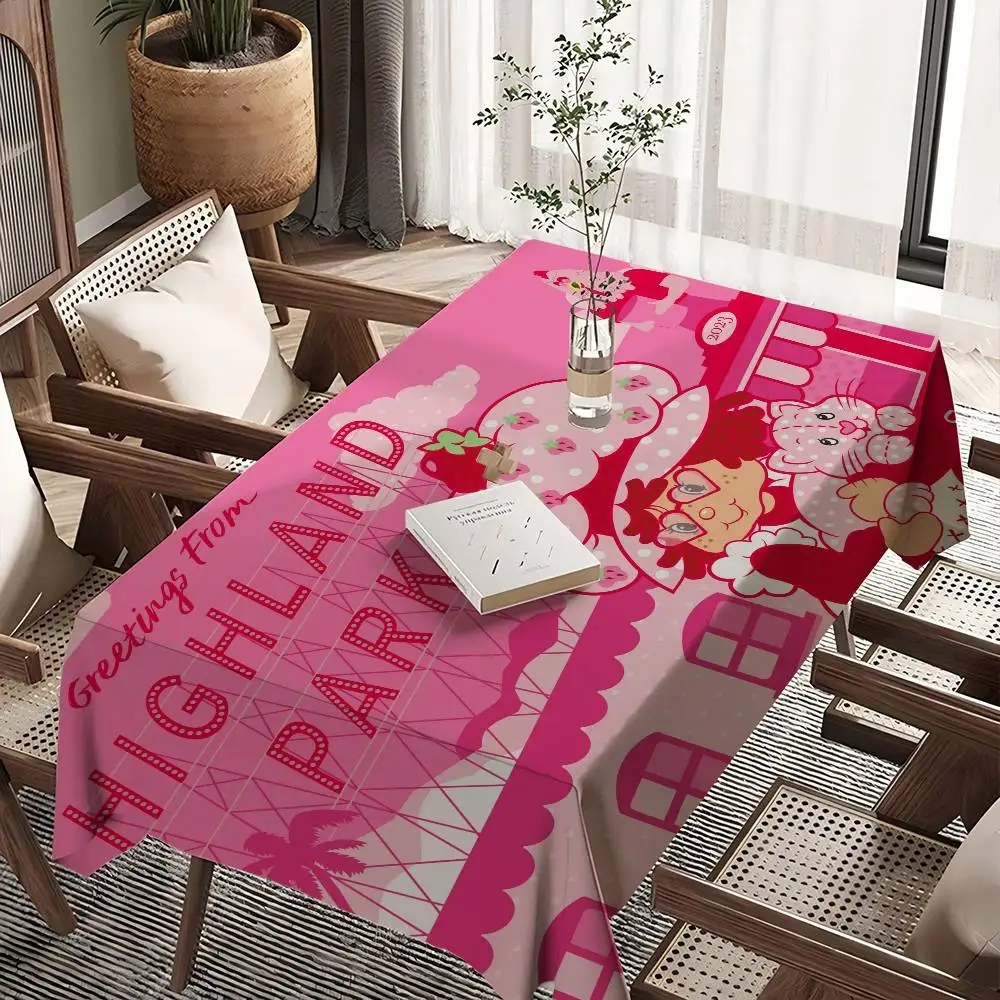 S-Strawberry Cartoon S-Shortcake Girl Home Tablecloths Dining Decoration And Rectangular Table Accessories Waterproof Cloth