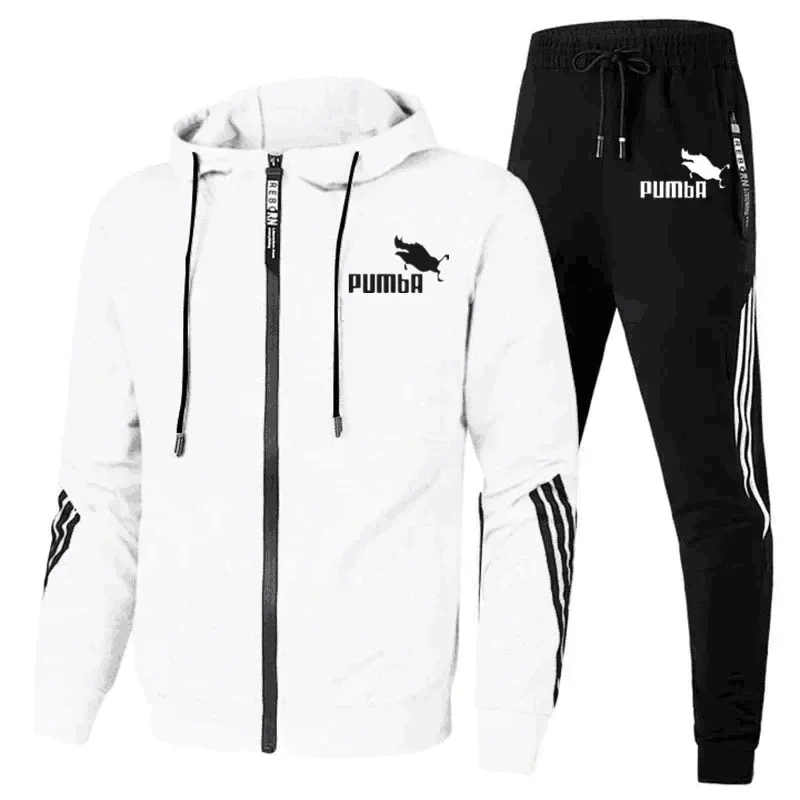 Chaqueta y pantalones con cremallera de 2 piezas para hombre, chaqueta de invierno, ropa deportiva informal, sudadera, traje deportivo, ropa para