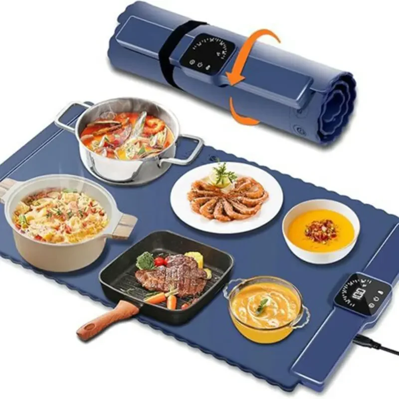 Food Warming Mat Electric Warmer Tray Silicone with 5 Temperature Timming Settings and Child-Lock For Parties Buffet Kitchen Pad