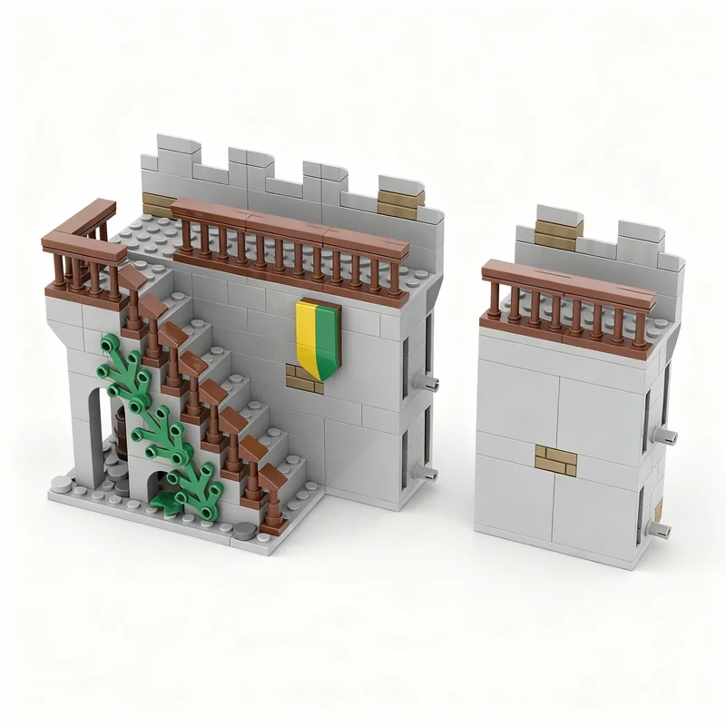 240pcs MOC Modular Castle Wall Basic Model Toys Building Blocks Construction Christmas Gifts Creative 3D Idea Display Brick