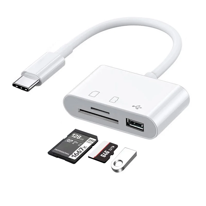 6 in 1 USB C Card Reader OTG Adapter - for SD TF Card, USB Flash Drive, Compatible with Android Phone Windows PC MacBook iPad