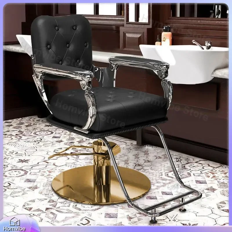 Retro Barber Chair for Men Oil Head Shaving High End Lifting Rotating Stool for Hair Salon Special Hair Cutting