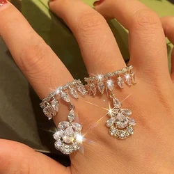 2022 New Fashion Jewelry Zircon Flower Pendant Rings for Women Wedding Prom Anniversary Luxury Accessories Gifts DMJZ289