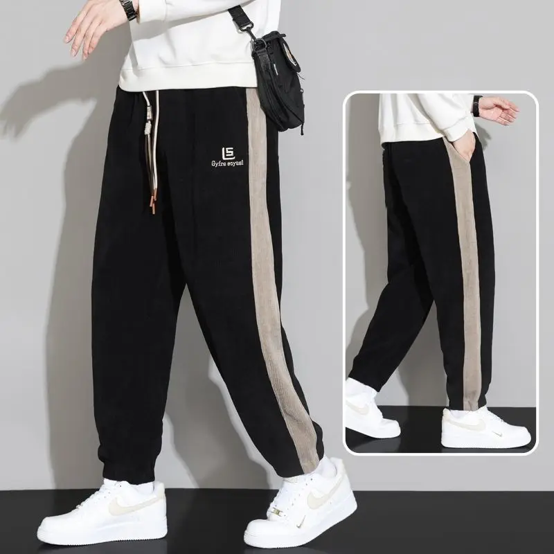 春と秋の新作スポーツパンツ秋と冬プラスベルベットパンツメンズカジュアルパンツルーズタイパンツ