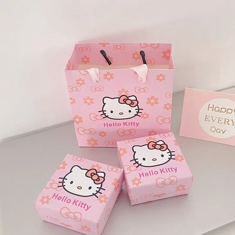 Caixa De Presente Hellokitty, Kawaii Cartoon Colar Anel Embalagem, Caixa De Presente De Jóias Anime, Bonito Meninas Mulheres Brinquedos, Atacado