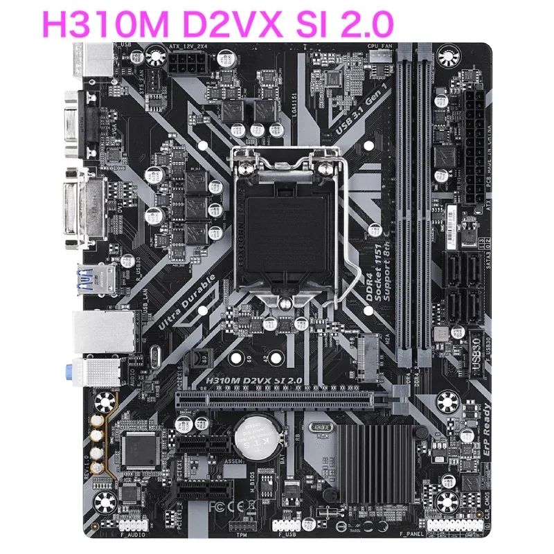 

Подходит для Gigabyte H310M D2VX SI 2,0 настольная материнская плата LGA 1151, DDR4 DVI VGA, материнская плата, 100% протестирована, ОК, полностью работает