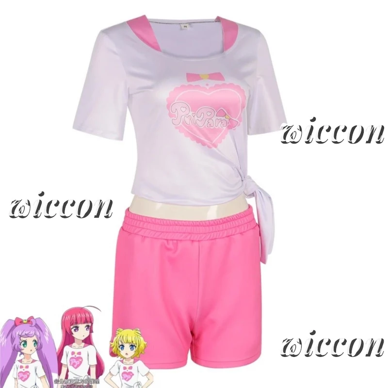 Anime Pripara Hojo Sophy Manaka Laala Minami Mirei SoLaMi♡SMILE Cosplay Costume T-shirt Shorts Wig Woman Sexy Lovely Daily Suit