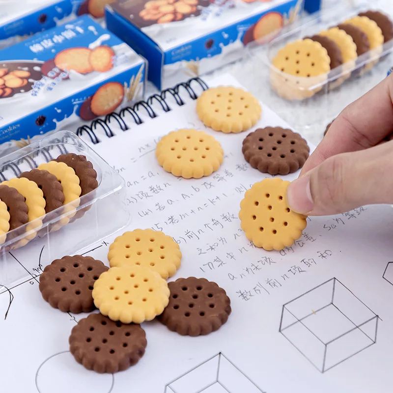 School Supplies Creative Cartoon Eraser Cute Simulation Biscuit Elementary School Stationery Prizes Childrens Gifts Wholesale