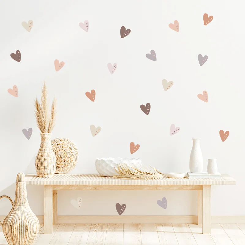 1 sheet Heart Shape Trendy Boho Style Wall Stickers Bohemian Wall Decals for Living Room Bedroom Nursery Room Kids Room Decor