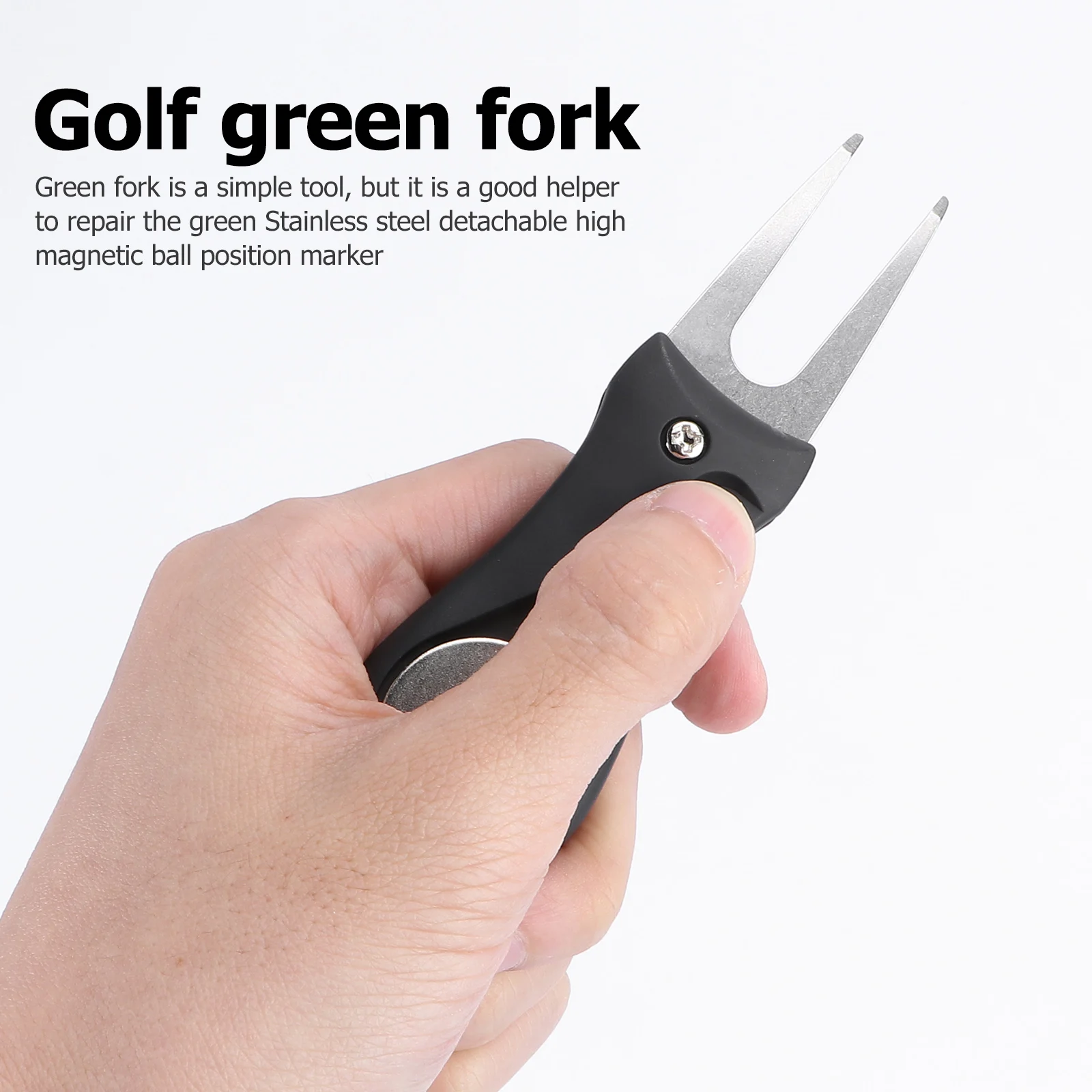 

Divot Fork Silver Stainless Steel Automatic Press Button Extension Golf Green Tool Compact Lightweight for Course Club Use Green