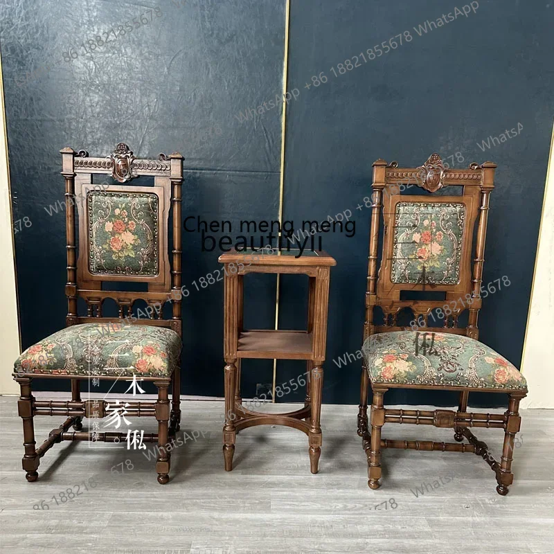 cc182Classical furniture French neoclassical retro old solid wood book chair dining room leisure chair furniture R