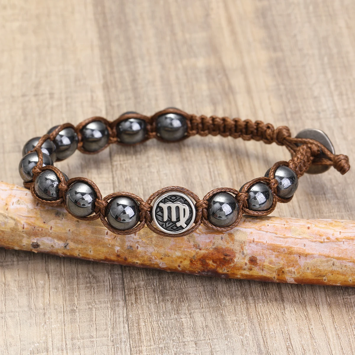 اليد محبوك 12 زودياك أساور الهيماتيت الفولاذ المقاوم للصدأ ليو الميزان سوار الأزواج هدايا الصداقة أساور مجوهرات #4