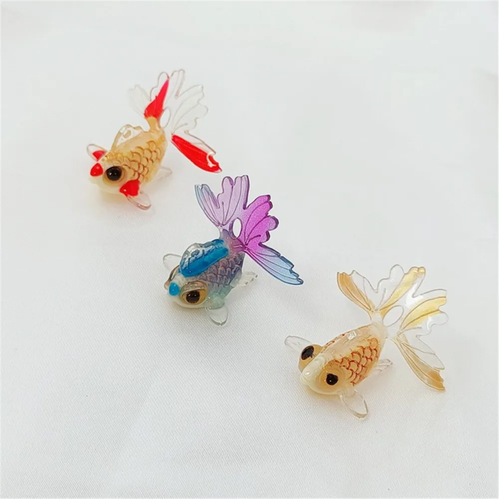 Good Luck Koi Cute Three-dimensional Artistic Simulation Little Goldfish Pendant, DIY Jewelry Earring Accessory Materials