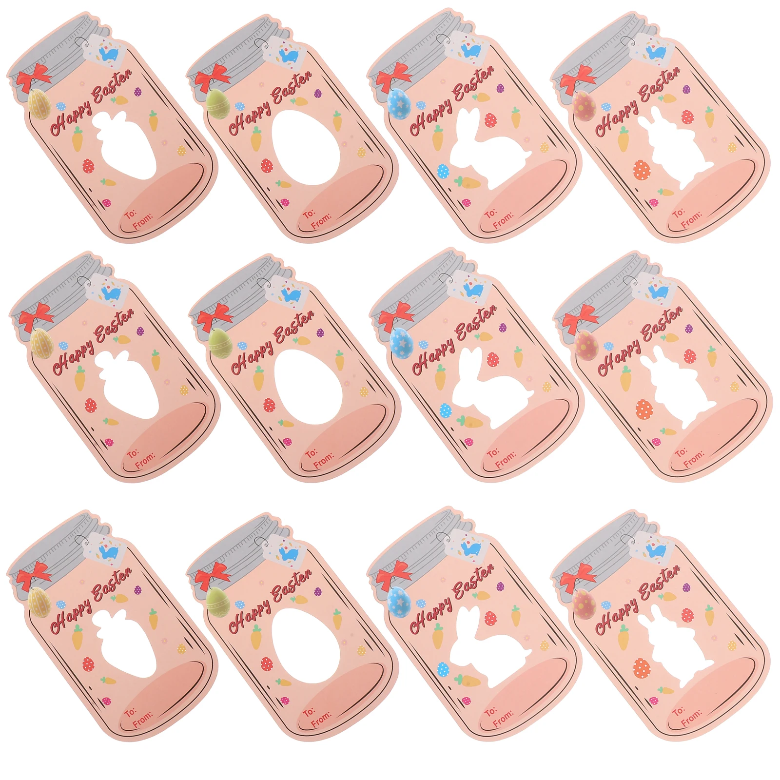 24 juegos de tarjetas de papel con tarros de albañil de Pascua, diversión, artesanía de Pascua, intercambio en el aula, recuerdos de fiesta escolar para niños, proyectos de bricolaje