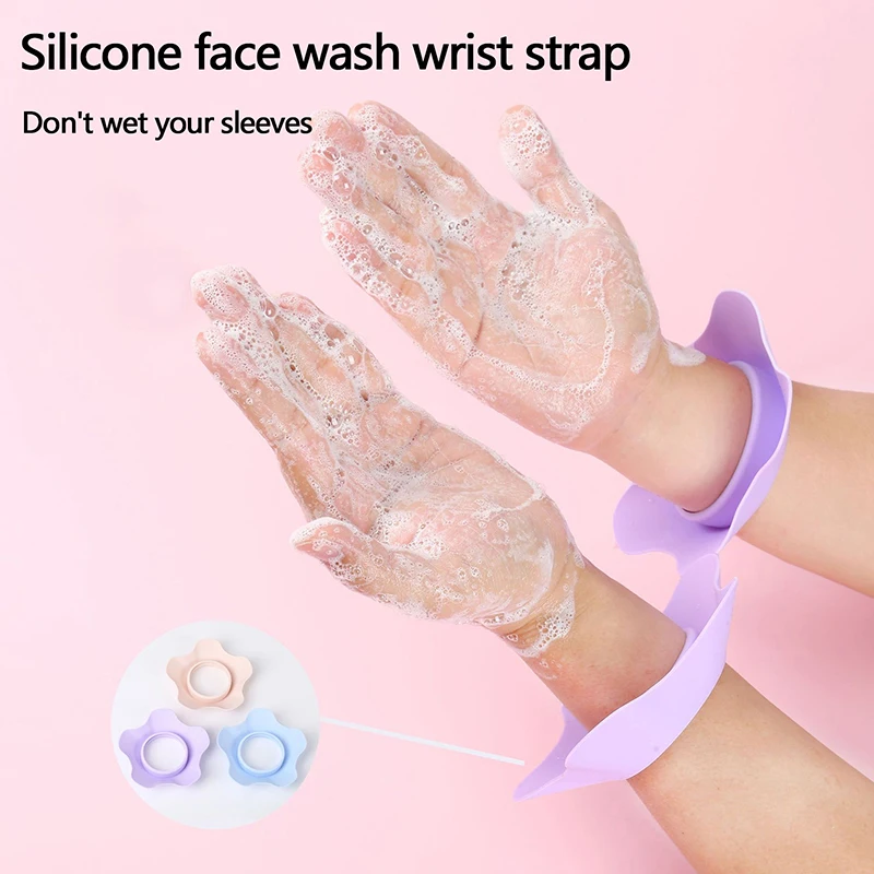 1Pairs S/L Flower Silicone Wrist Washing Belt Soft Wristbands For Washing Face Water Washing Prevent Wetness Wrist Washband