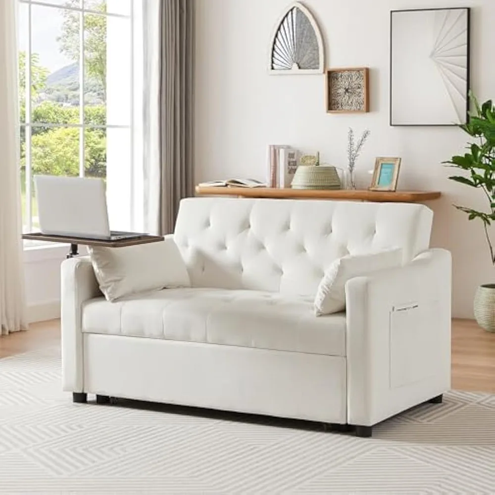 

Chaise Lounge, Convertible Loveseat Sleeper Sofa Bed, Comfy Futon Love Seat Pullout Lounge Chaise Sofabed Recliner Daybed