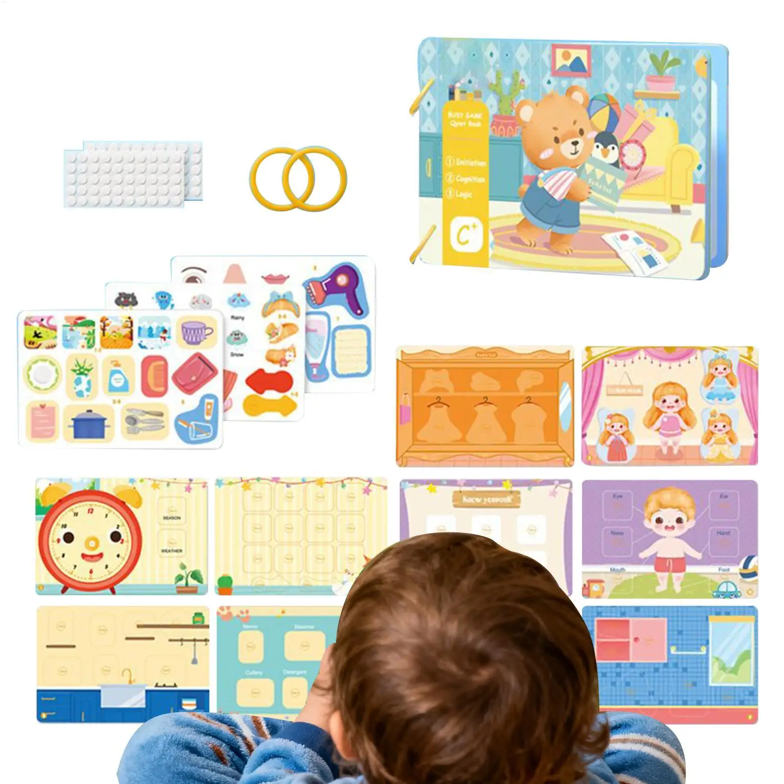 Baby Activity Book Flexible Educational Learning Toys Interactive Book For Babies For Car Airplane Restaurant Stroller High