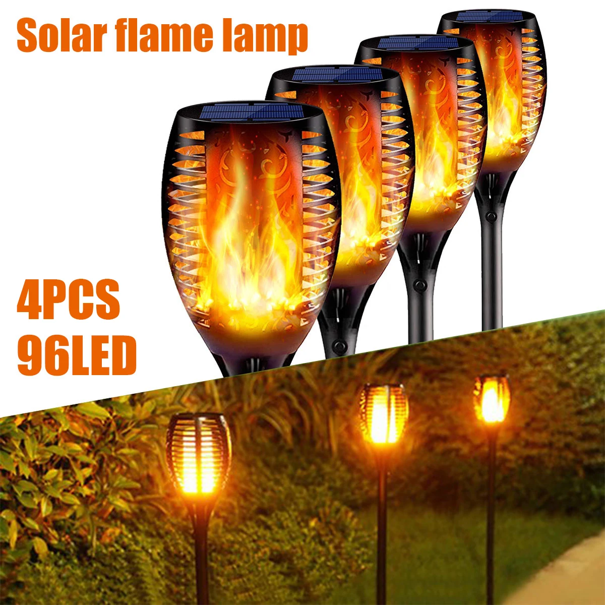 96 LED Outdoor Solar Lights Garden Lights Waterproof Garden Patio Flickering Dancing Flame Lamp Torch Lights Garden Decor