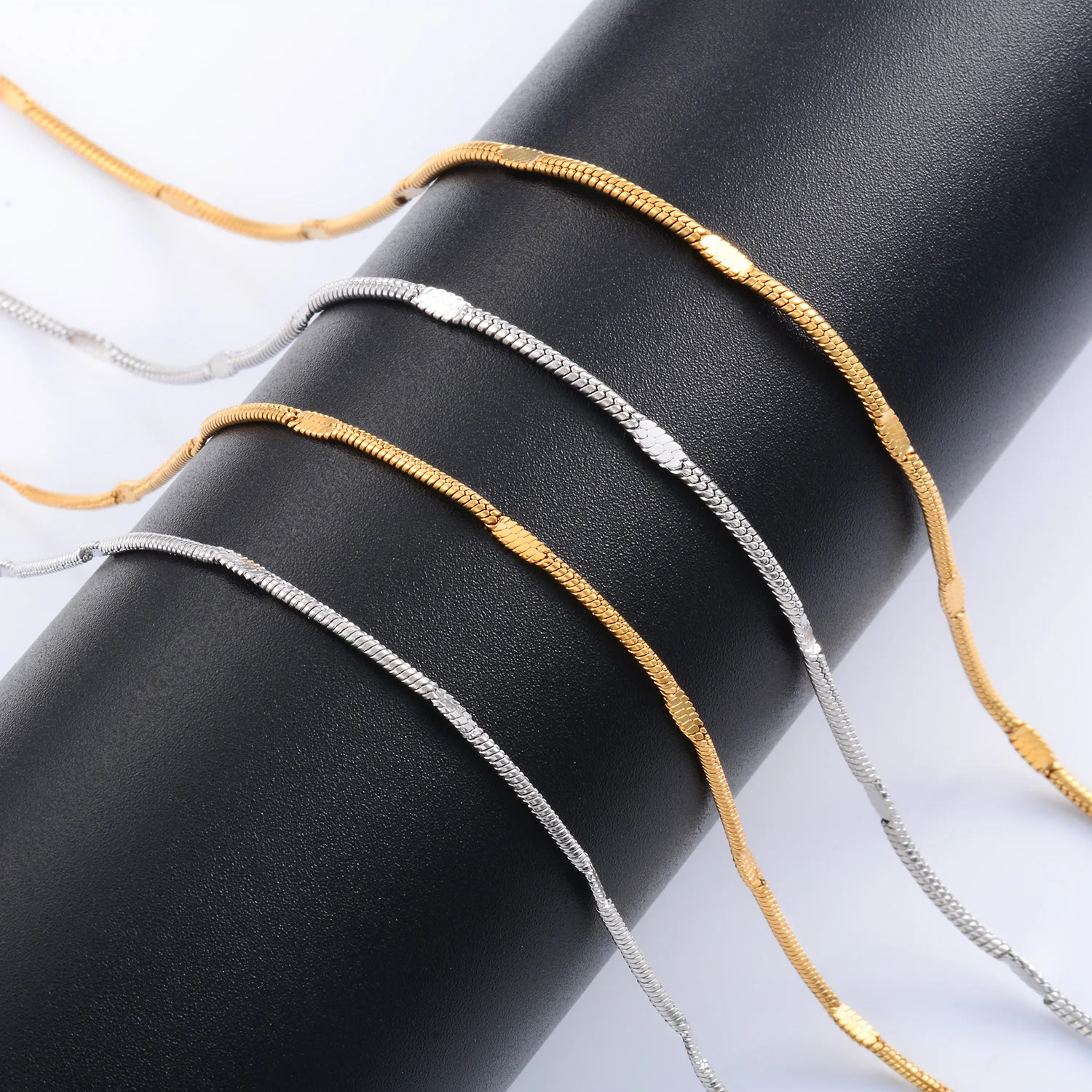 Dicke Edelstahl-Schlangenkette in Silber- und Goldfarbe mit Karabinerverschluss für DIY-Halsketten, minimalistischer Anhänger-Schmuck – Detail 2