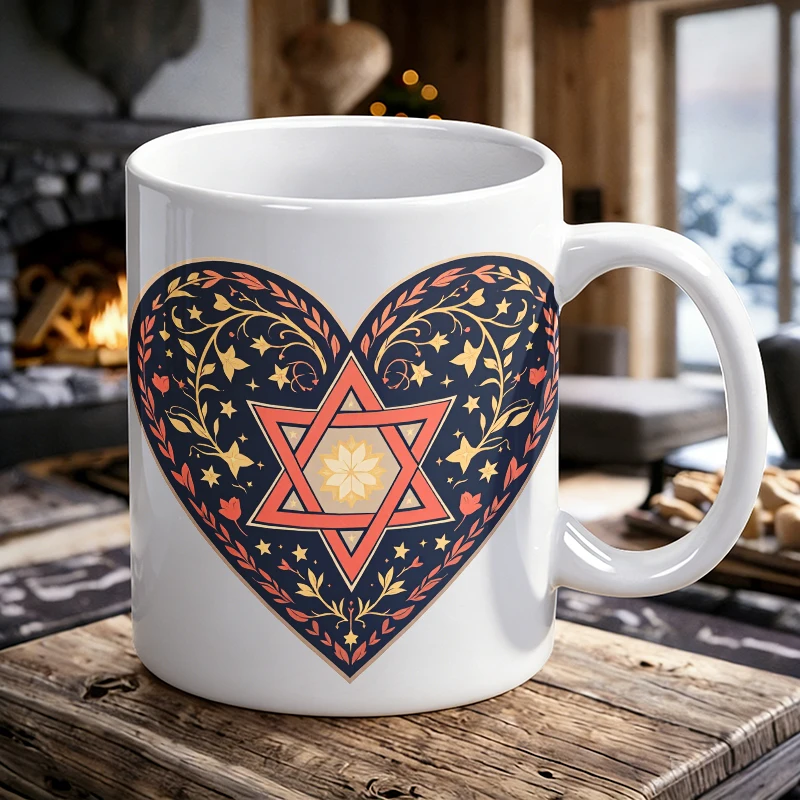

Fashion Mug Coffee Cup Heartfelt Heritage Star of David Floral Appliqué Wall Art