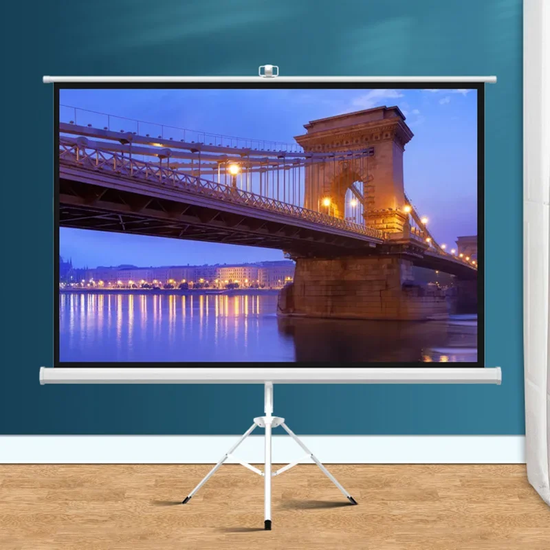 100 Inch 4:3 Manual Pull Up mobile Portable Floor Tripod Stand Projector Screen Matt White HD projection screen