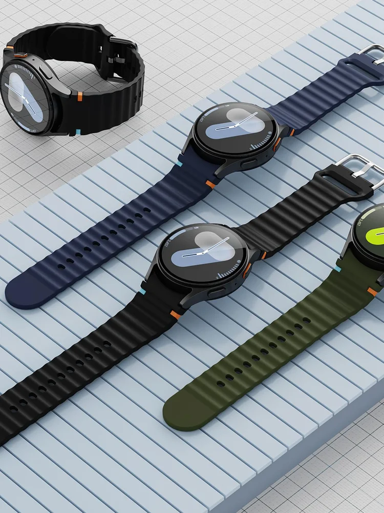 Official silicone strap for Samsung Galaxy Watch 7/FE/ 5 pro/6/4 Classic 44mm 40mm no gaps watchbands Galaxy Watch 7 6 5 4 Strap