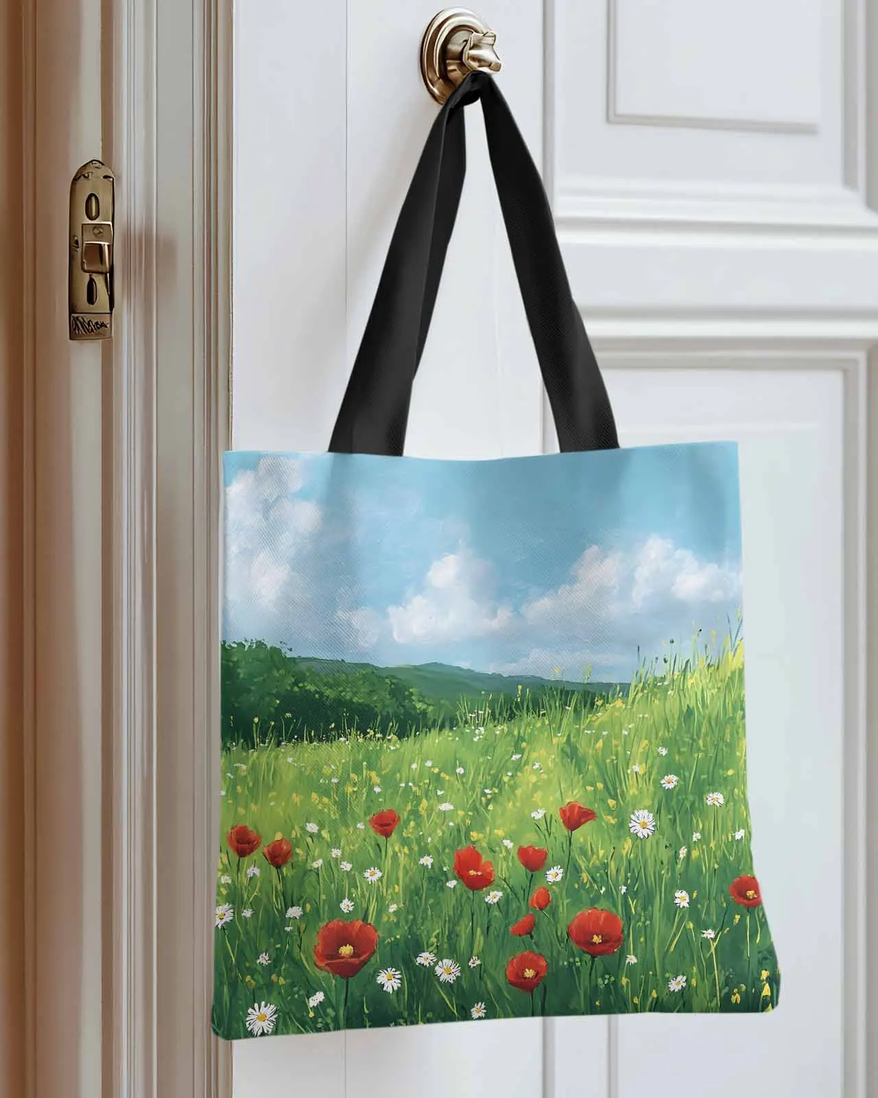 

Spring Pastoral Yu Meiren Canvas Bag Handbag Oxford Cloth Eco Shopping Storage Bag for Home Use