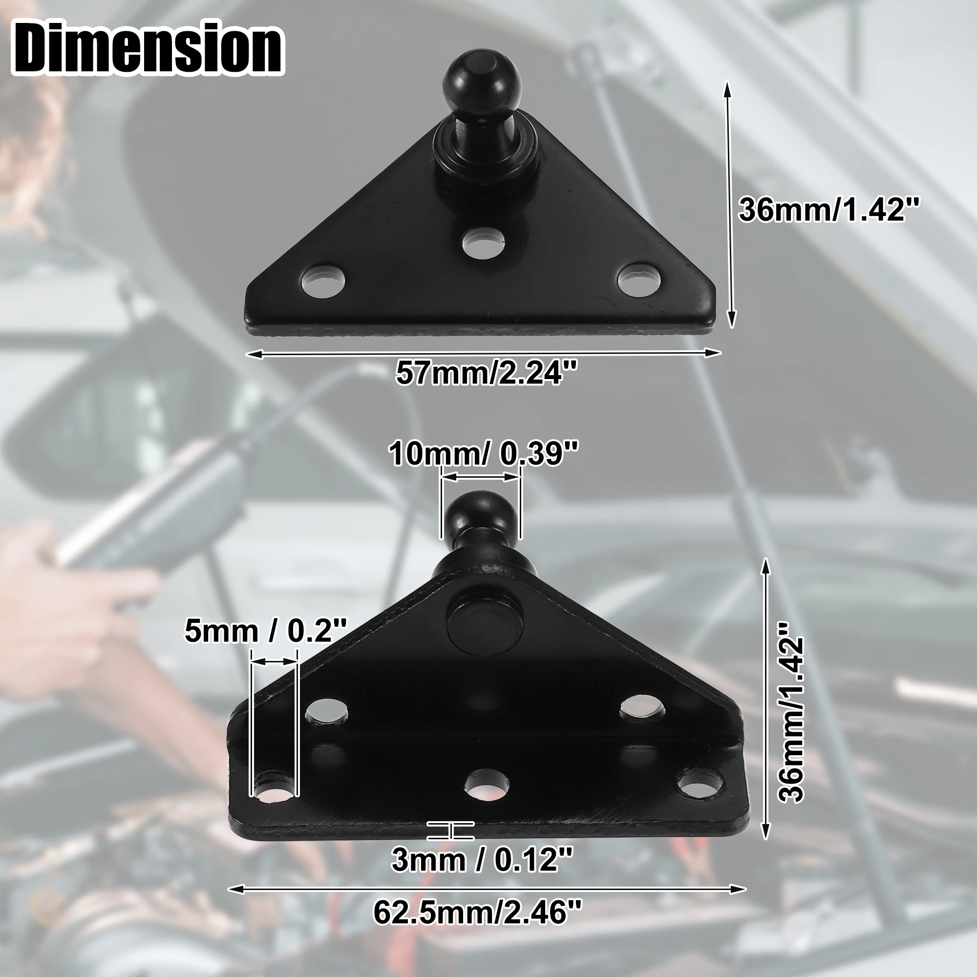 X Autohaux 2pcs 10mm Ball Studs Mounting Brackets for Gas Strut Shock Spring Prop Lift Support Angled Type Flat Type