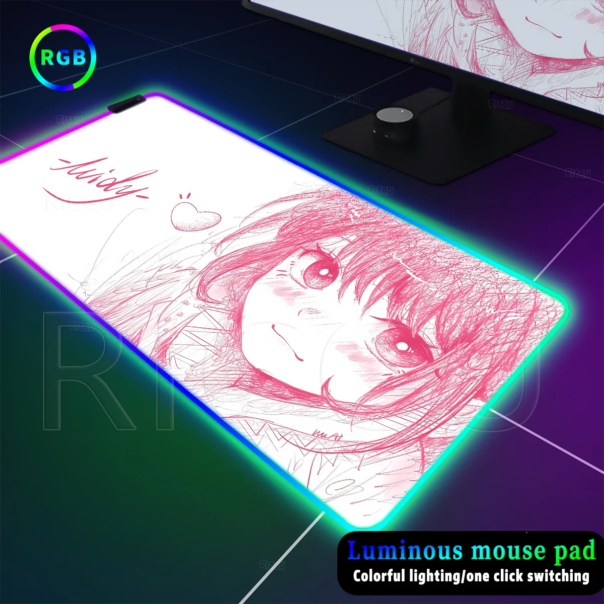 

RGB Pink Pretty Thread Draft Girls Mouse Pad LED Lighting E-sports PC Gaming Keyboard Pad Line Accessories Anime Gamer Desk Mats
