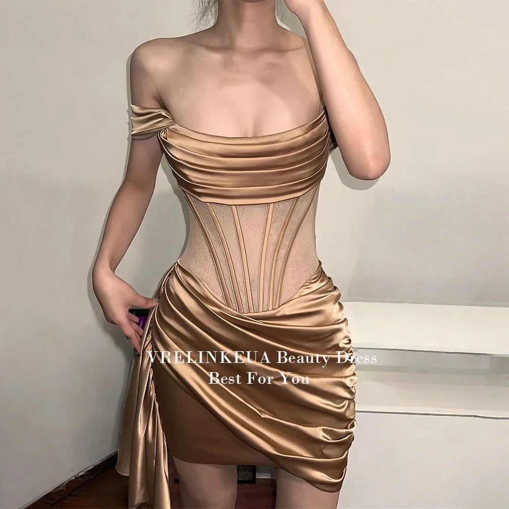 Off Shoulder Mini Graduation Dress Pleat Mermaid Short Homecoming Dresses For Teens Customized Gown Sweet 15 16 Short Prom Dress