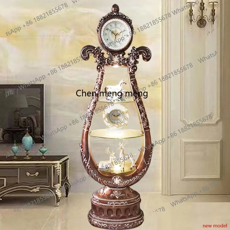 H178Living room wine cabinet floor clock European standing clock decorative cabinet silent vertical large clock