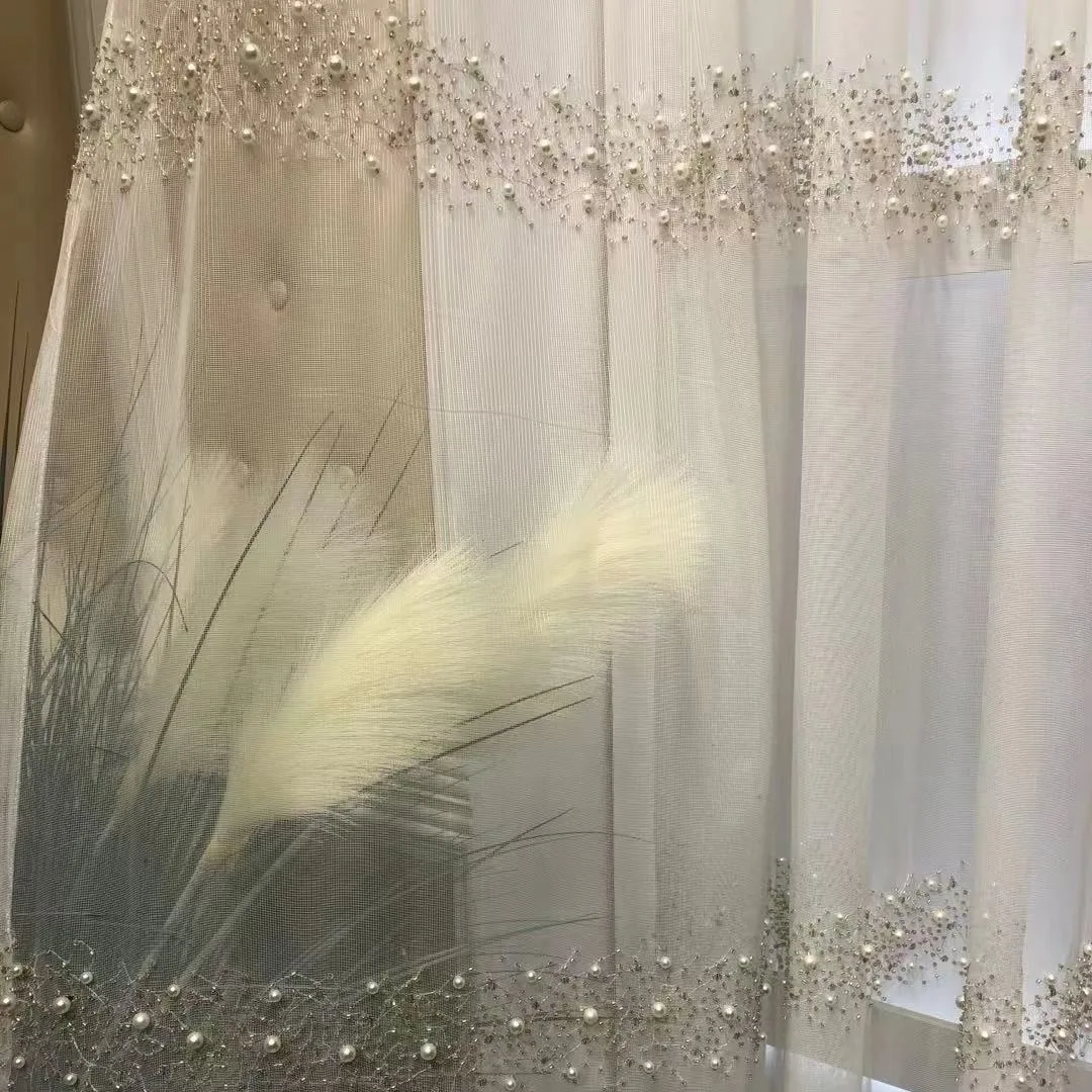 1 STÜCK Französischer Stil Schöne Perle Diamant Funkelnder Sternenhimmel Stickerei Fenstergitter Wohnzimmer Schlafzimmer Fertigprodukt