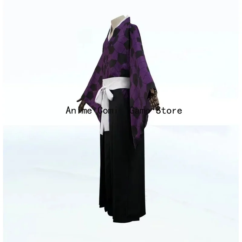 Парики для косплея Kokushibo, тату-наклейки, аниме-кимоно с принтом, Униформа, рубашка, карнавальные костюмы на Хэллоуин для женщин и мужчин