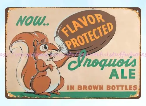 Iroquois Ale Flavor Protected squirrel metal tin sign wall pub cafe home plaques