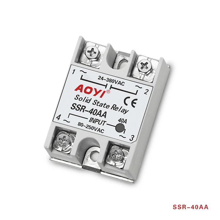 5 قطعة AOYI مرحلة واحدة التتابع SSR-40AA 40A 220VAC مرحل الحالة الصلبة ل PID متحكم في درجة الحرارة للأغراض العامة