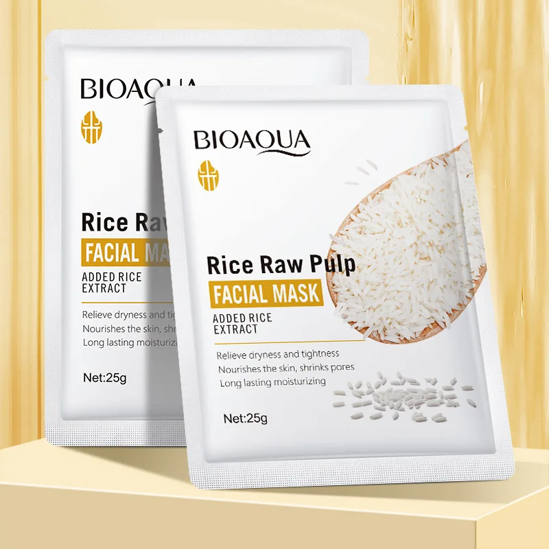 1/5/10pcs BIOAQUA Rice Raw Pulp Facial Masks skincare Moisturizing Firming Hydrating Face Mask Sheets Mask Korean Skin Care